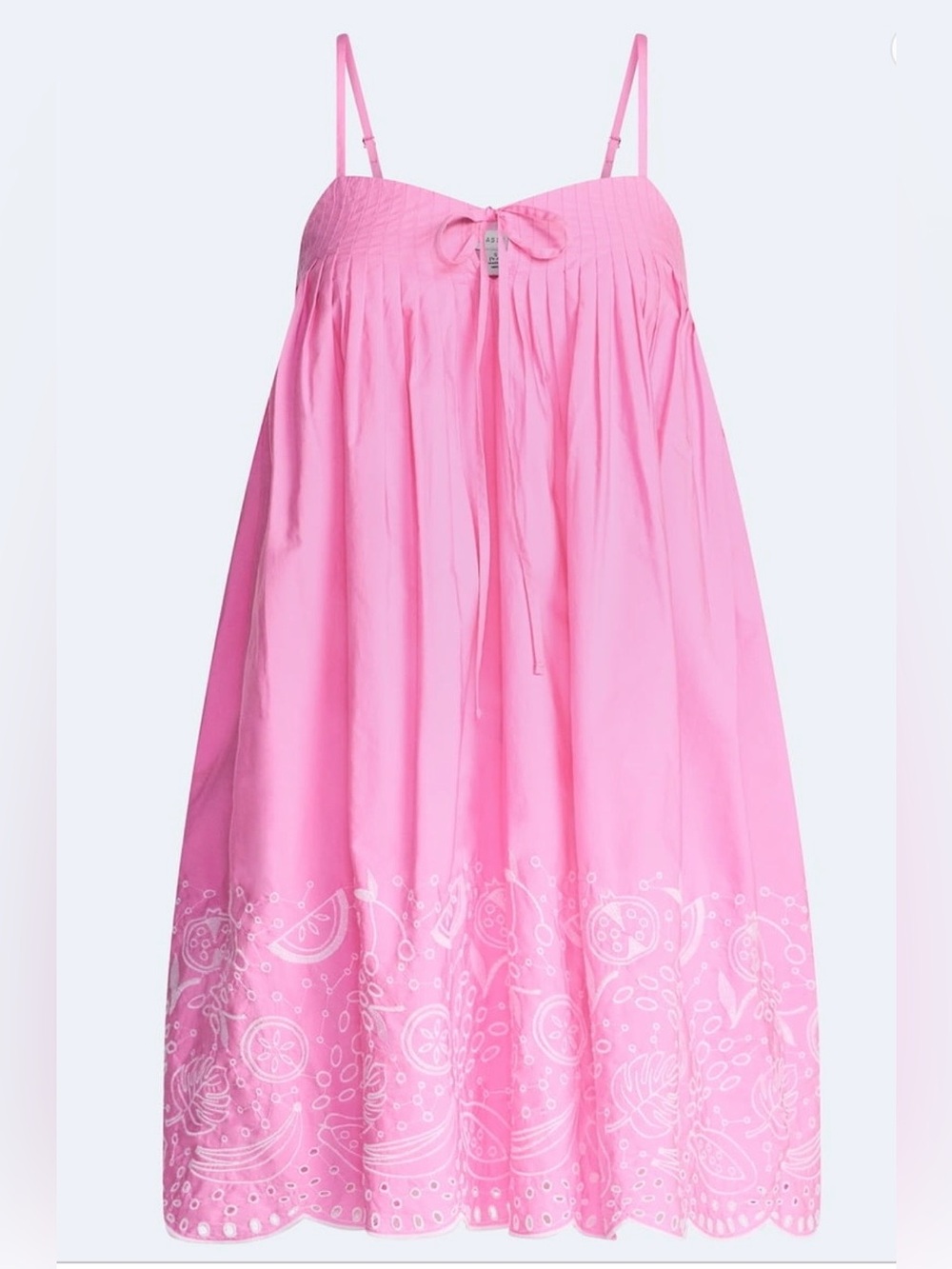 Bright Pink Eyelet Mini Sundress with Tie Front